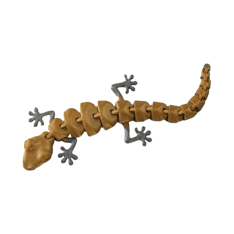 3D Station 3D Printed Mini Lizard - Gold & Gray - مجسم ثلاثي الأبعاد